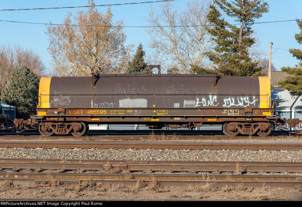 CSXT 495595, Steel Coil Car westbound on UPRR